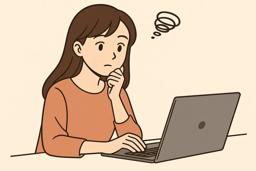 パソコンをみながら困っている女性生成AI